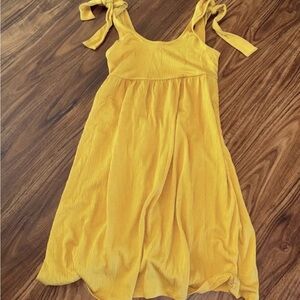 Yellow Sleeveless Dress with Bow Straps